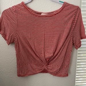 Red and white crop top